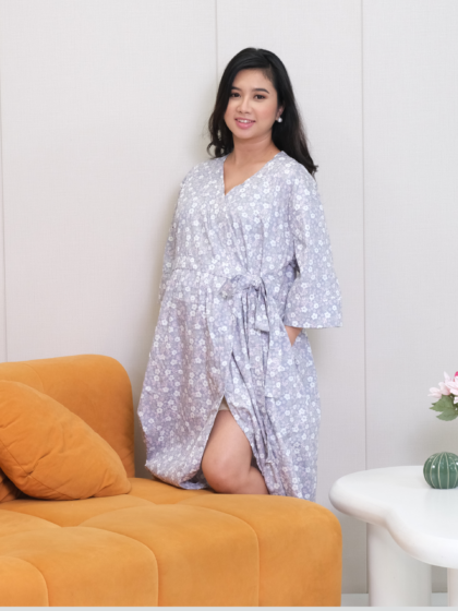 Maternity Hospital Robe - Purple Bloom